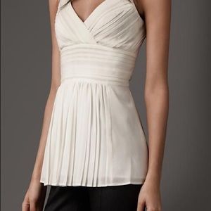 NWT Burberry Pleated Front Silk Top US8 42EU